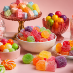 Colorful premium Candizi sweets displayed in an elegant modern confectionery
